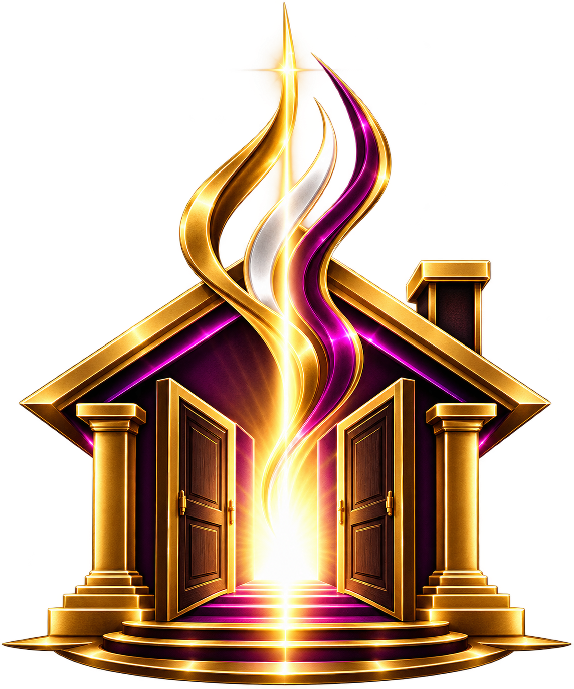 Latter House Worship open House and flame emblem