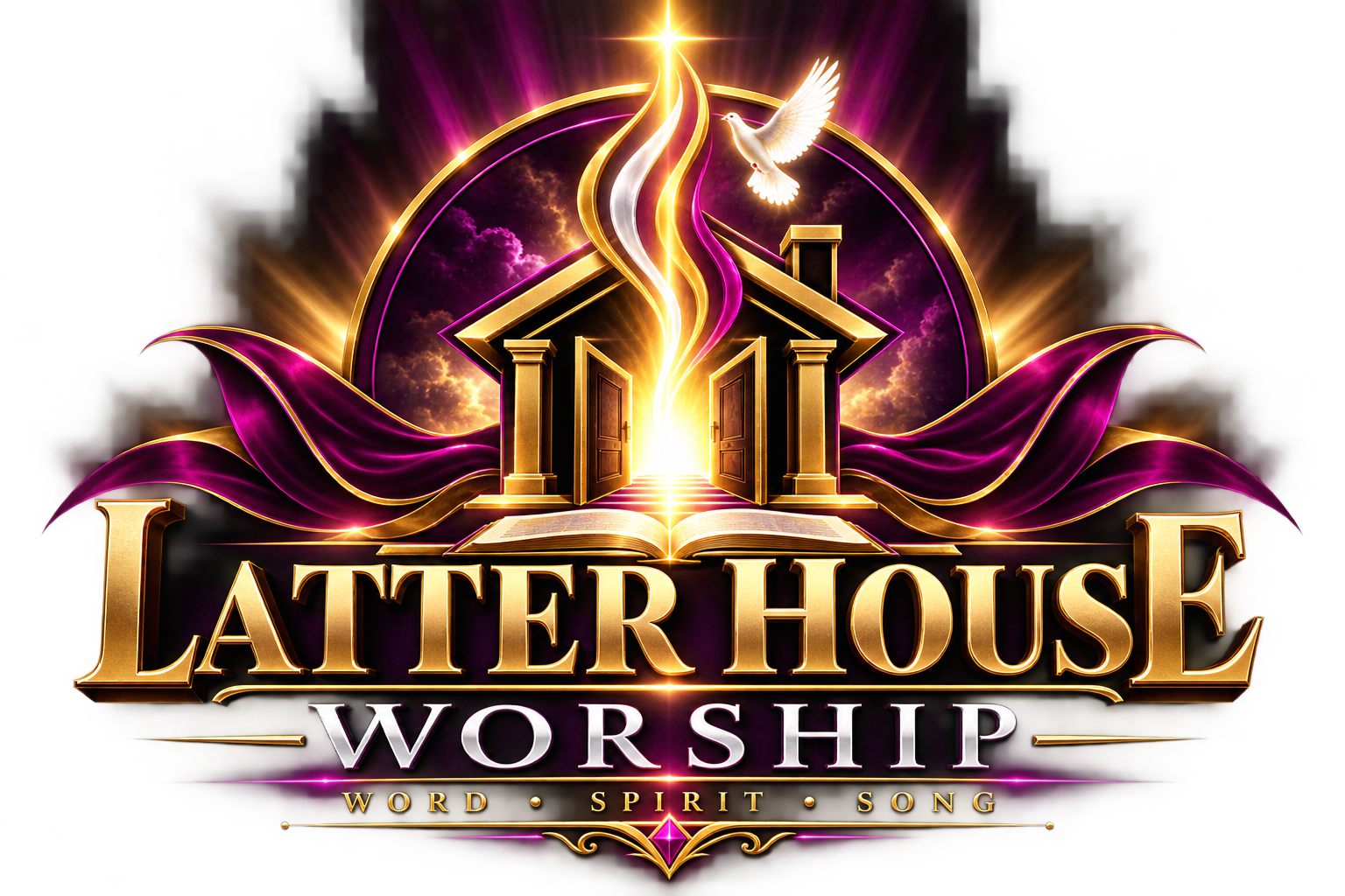 Official Latter House Worship logo with the words Word, Spirit, Song